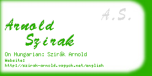arnold szirak business card