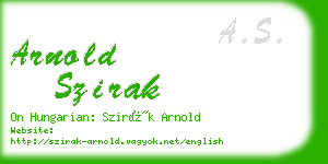 arnold szirak business card